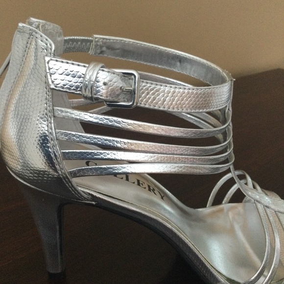 Gallery Sparkly Silver Strappy Stilettos - Picture 9 of 14